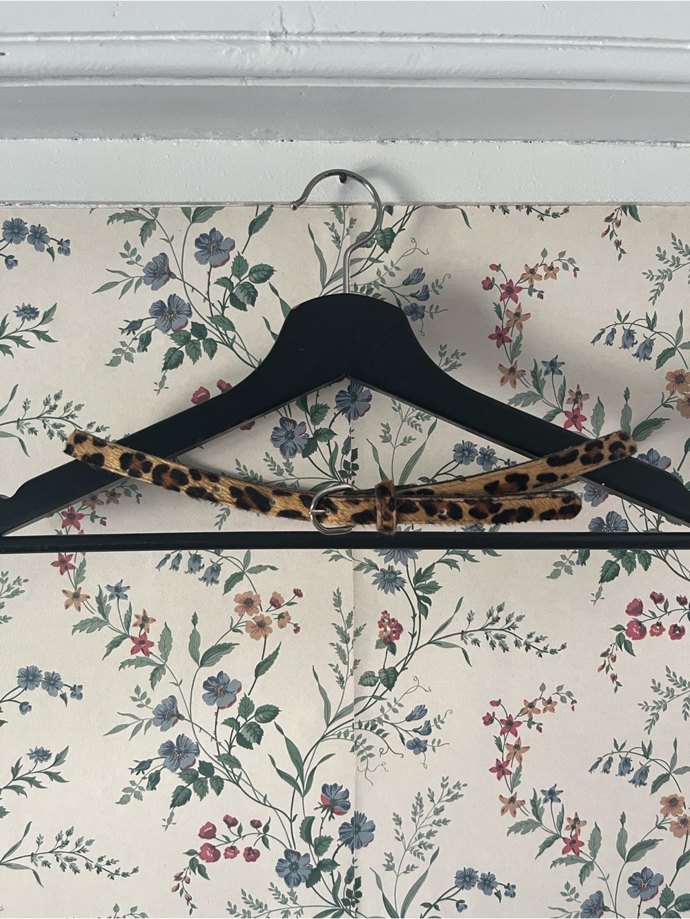 Faux fur Leopard Print Skinny Belt in Brown and Black
